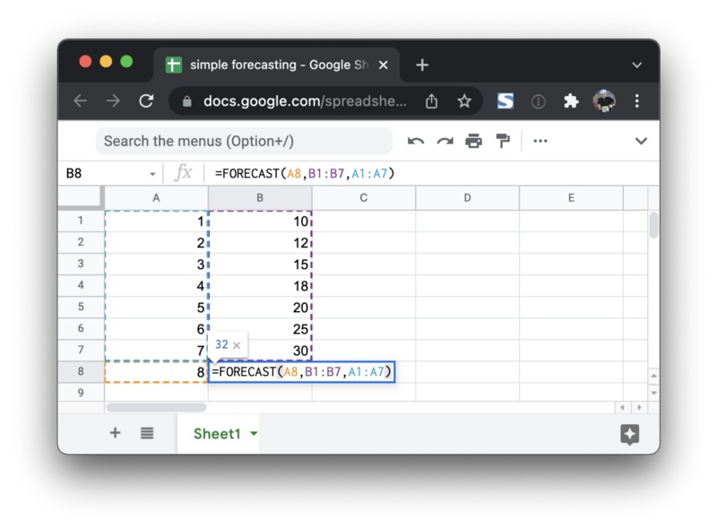 Picture of a Google Sheet